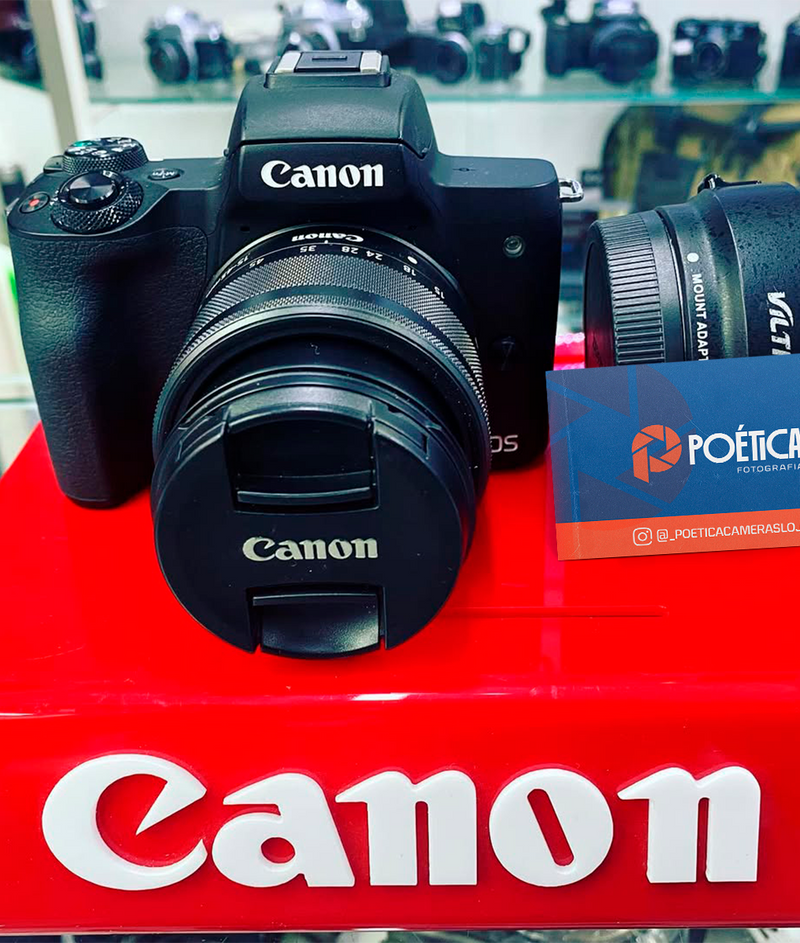 CAMERA CANON M50 + LENTE 18-45mm + Adaptador Viltrox EF-EOS M 🔁 SEMINOVO