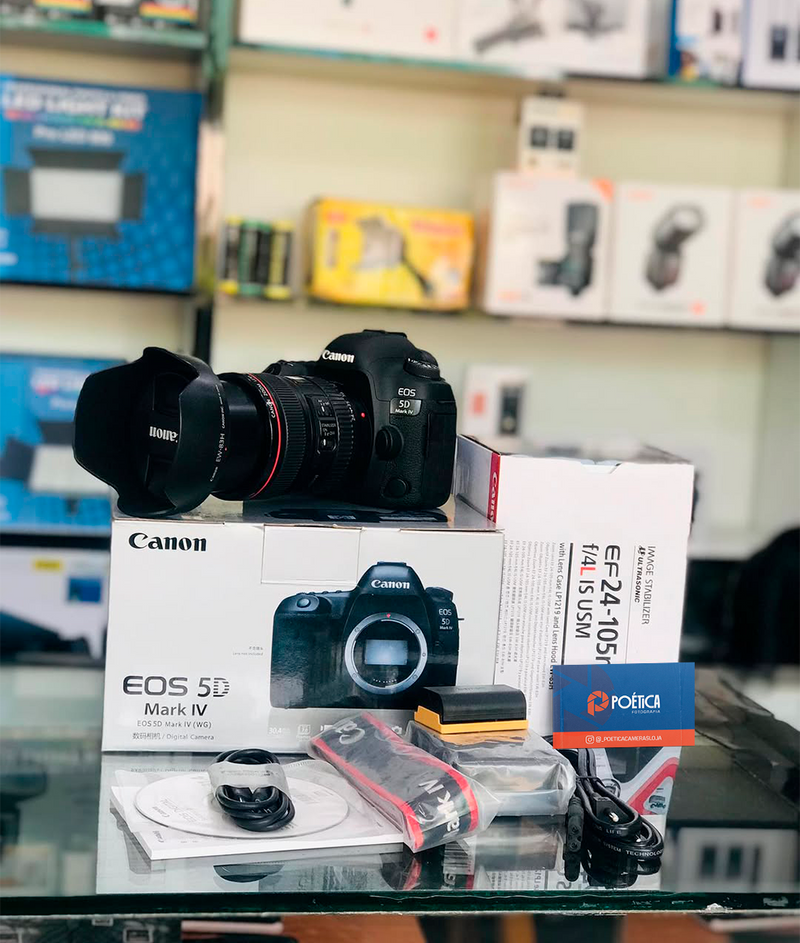 CAMERA CANON 5D MARK IV + LENTE 24-105mm f/4L IS USM SEMINOVAS